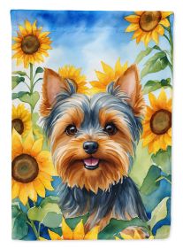 Yorkshire Terrier in Sunflowers Garden Flag Mailbox Flag Decorative Yard Flag Banner Outside Patio Artwork Yard Flower Beds, Garden Size, Multicolor