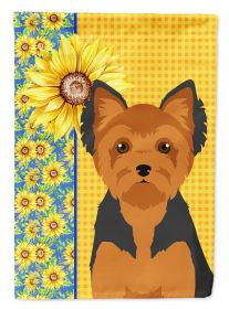 Summer Sunflowers Black and Tan Puppy Cut Yorkshire Terrier Garden Flag Mailbox Flag Decorative Yard Flag Banner Outside Patio Artwork Yard Flower Bed