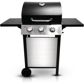 GasOne GP-1030S One 3 Burner Stainless Steelâ€“ Outdoor Cabinet Style with Wheels-High-Temperature Paint Coating Gas BBQ Grill