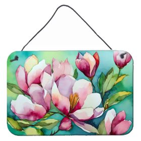 NEW Louisiana Magnolias in Watercolor Wall or Door Hanging Prints Aluminum Metal Sign Kitchen Wall Bar Bathroom Plaque Home Decor, 8HX12W, Multicolor (Default: Default)